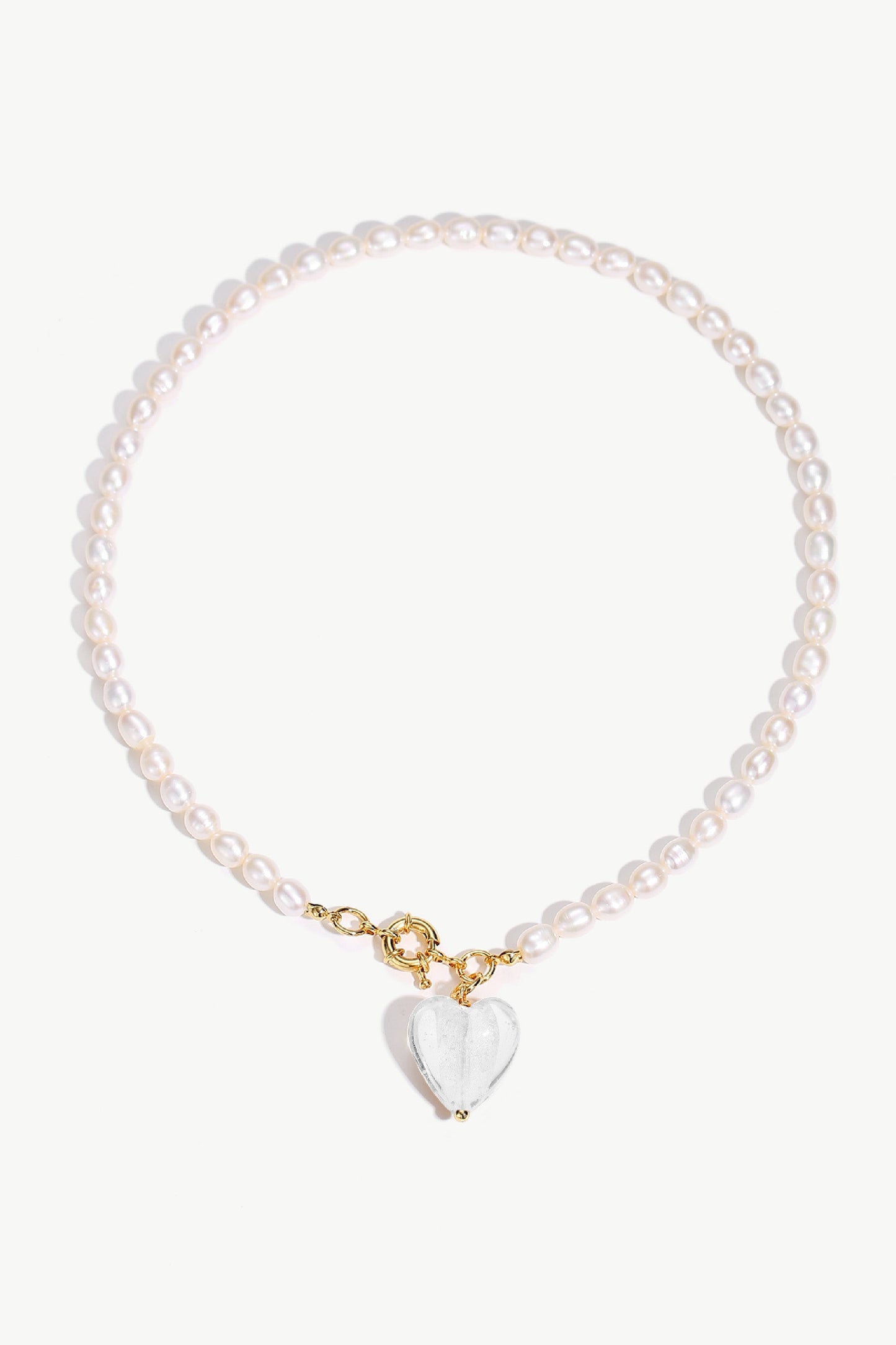 Esm¨¦e White Clear Glaze Heart Pendant Pearl Necklace - Classicharms