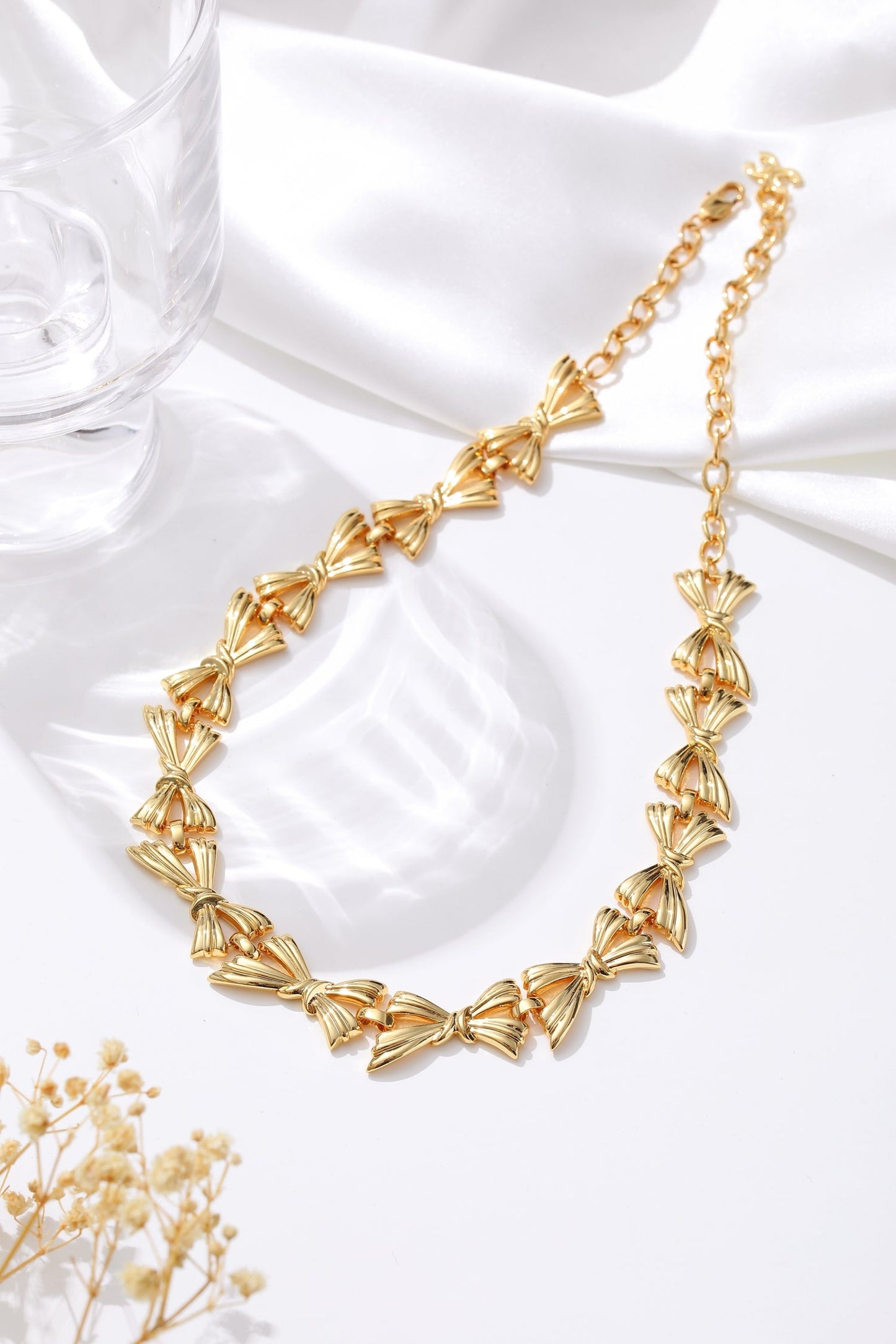 Gold Butterfly Bow Designed Choker Necklace - Classicharms