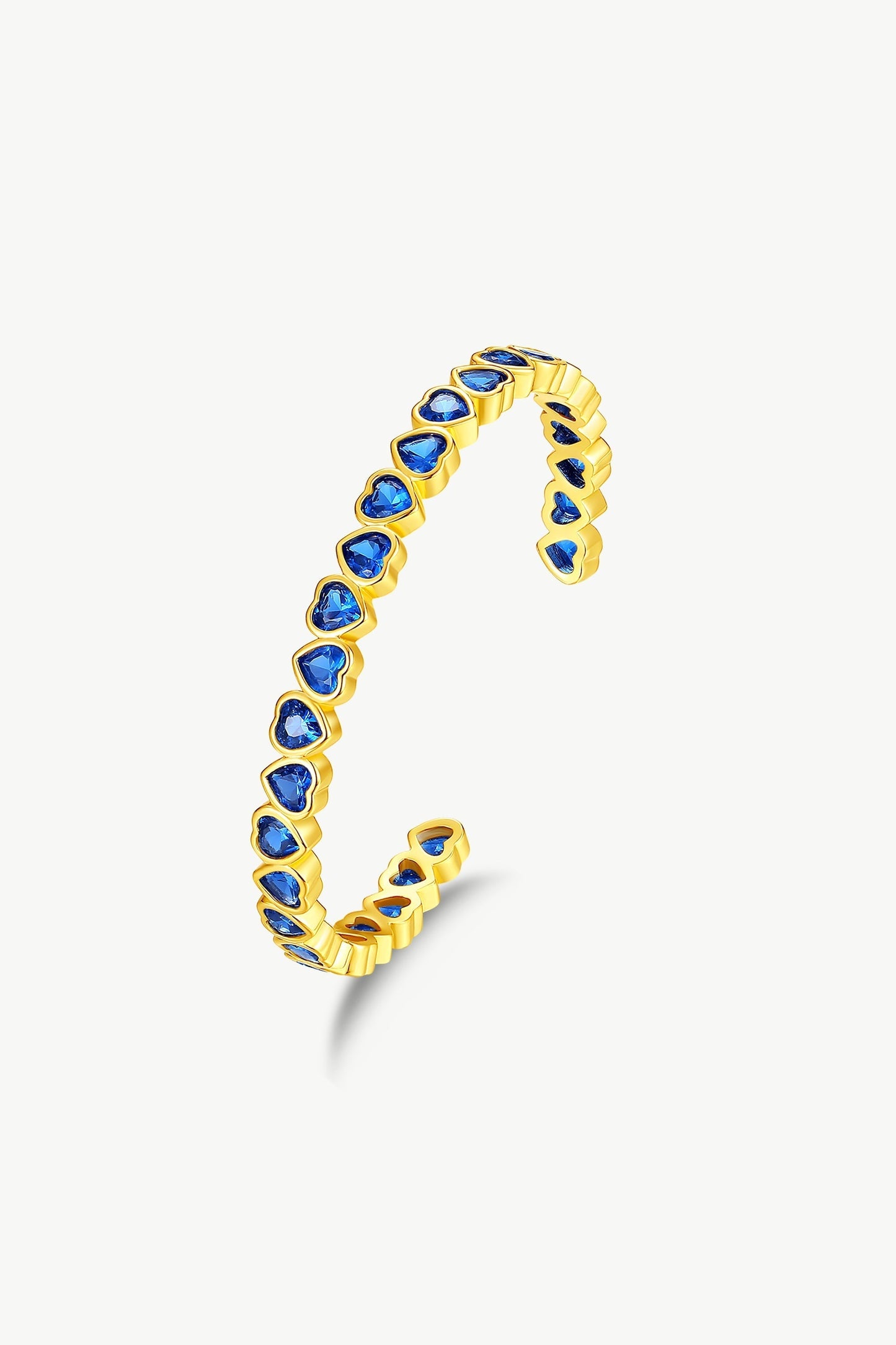 Gold Heart Shaped Zirconia Bangle Bracelet Set - Classicharms