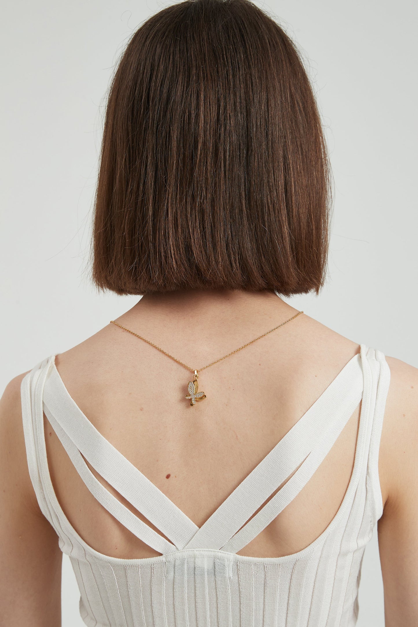 Gold Pav¨¦ Diamond Butterfly Pendant Necklace - Classicharms