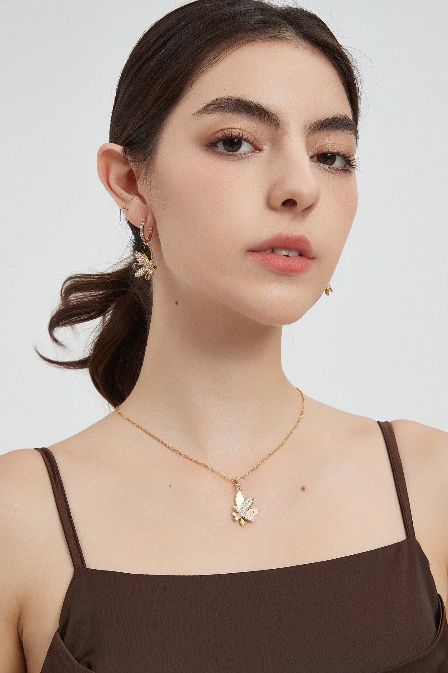 Gold Pav¨¦ Diamond Butterfly Pendant Necklace - Classicharms