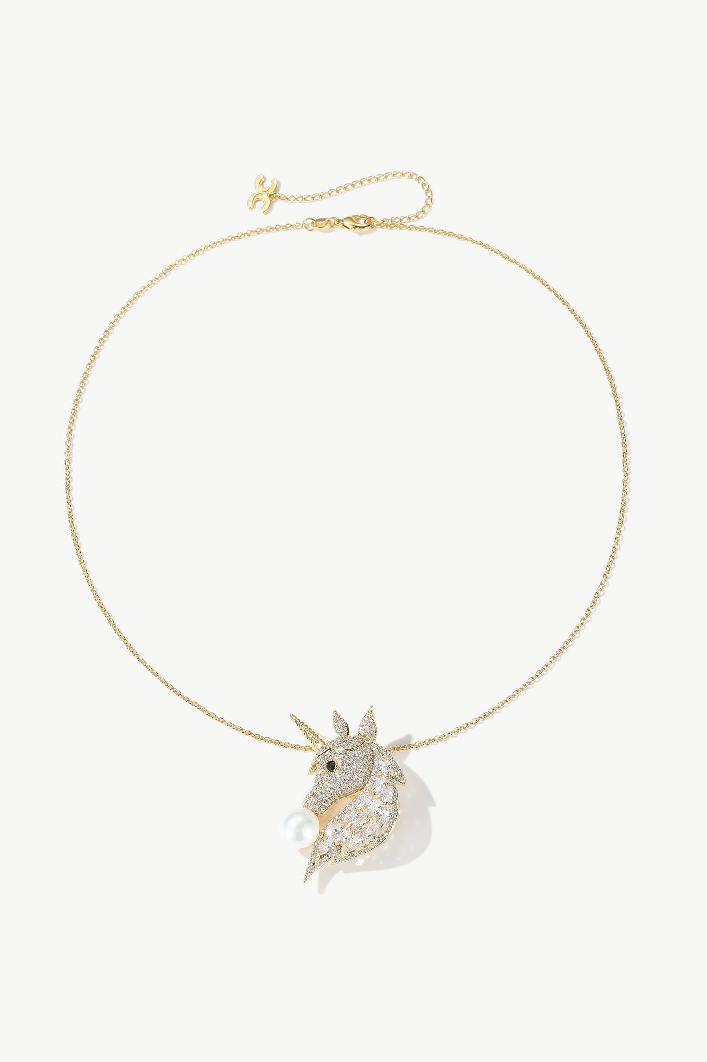 Gold Pav¨¦ Unicorn Brooch and Necklace Set - Classicharms