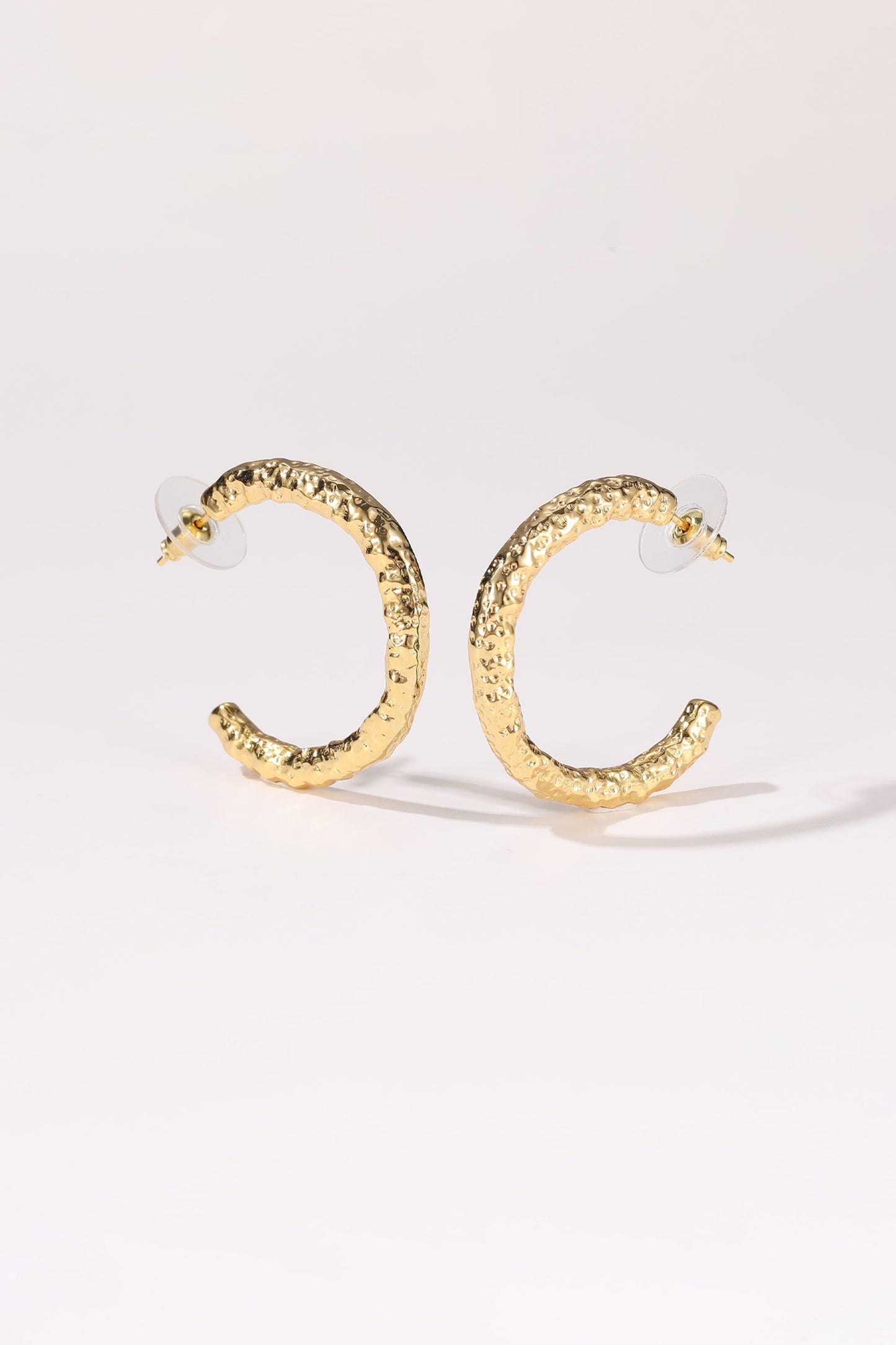 Gold Zirconia Molten C Hoop Earrings - Classicharms