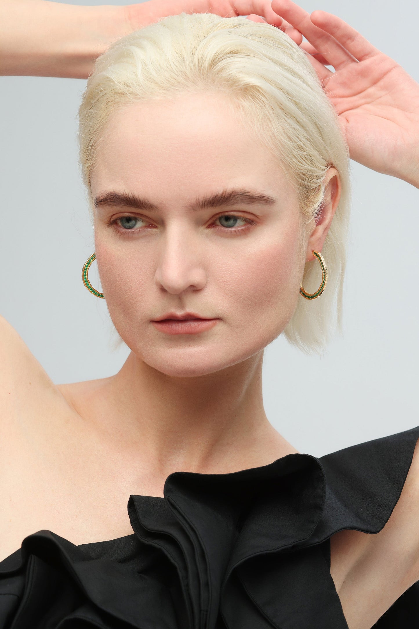 Gold Zirconia Molten C Hoop Earrings - Classicharms