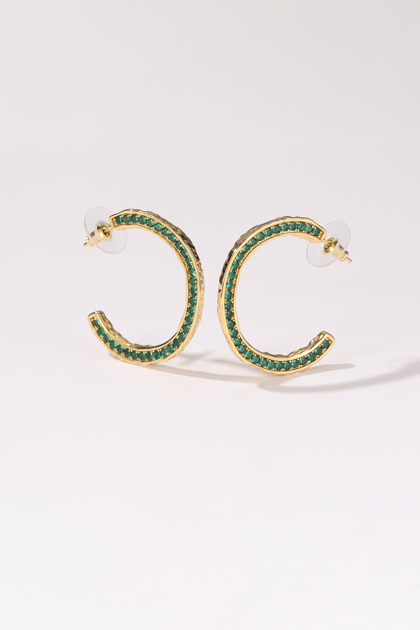 Gold Zirconia Molten C Hoop Earrings - Classicharms