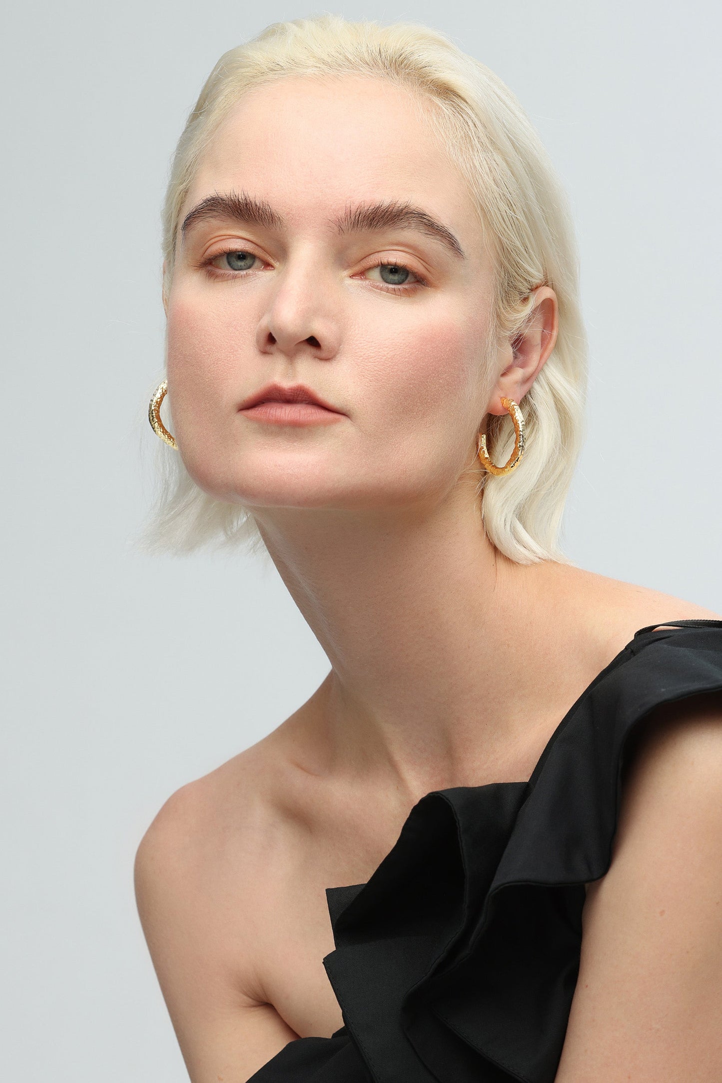 Gold Zirconia Molten C Hoop Earrings - Classicharms