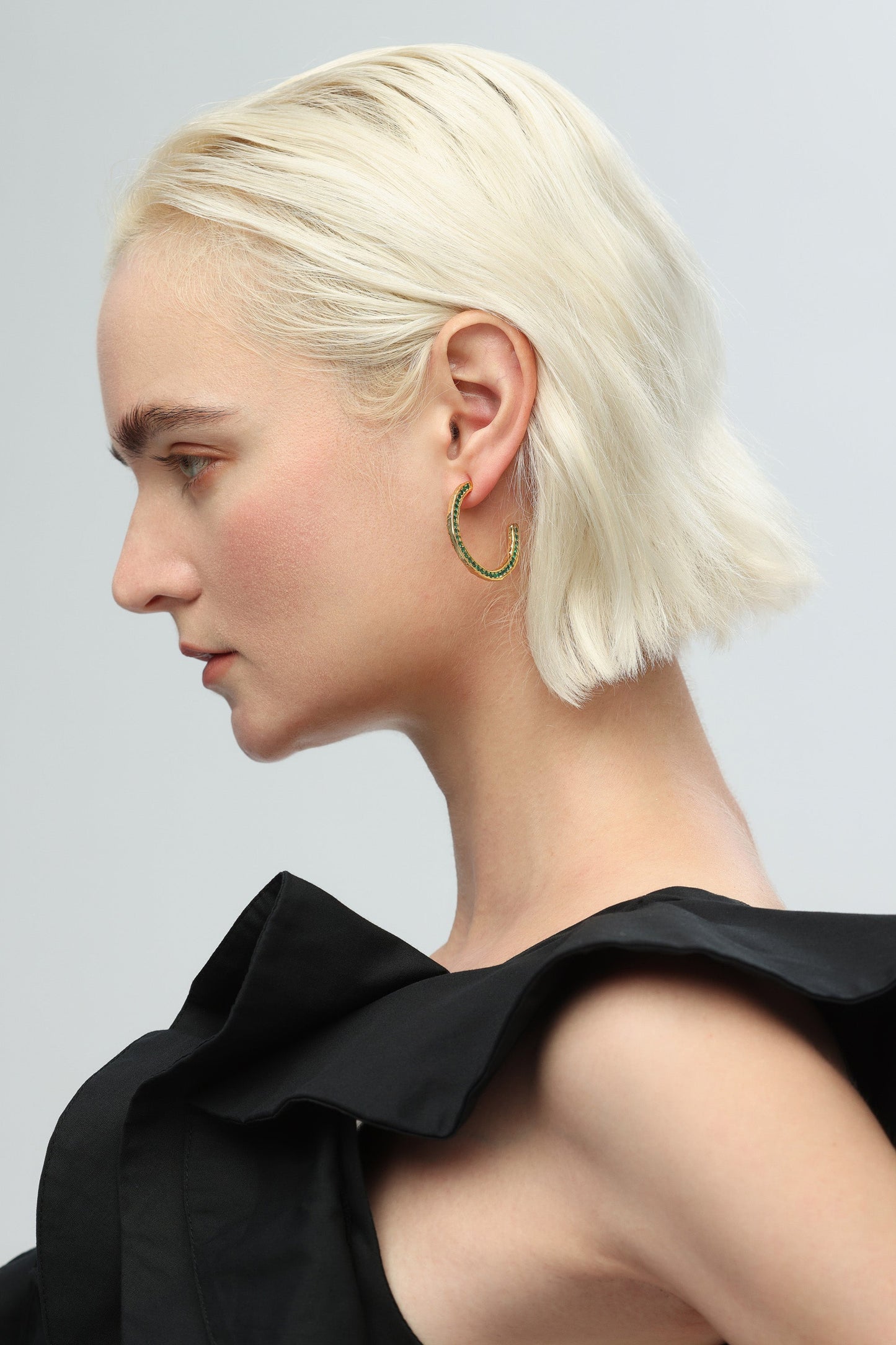 Gold Zirconia Molten C Hoop Earrings - Classicharms