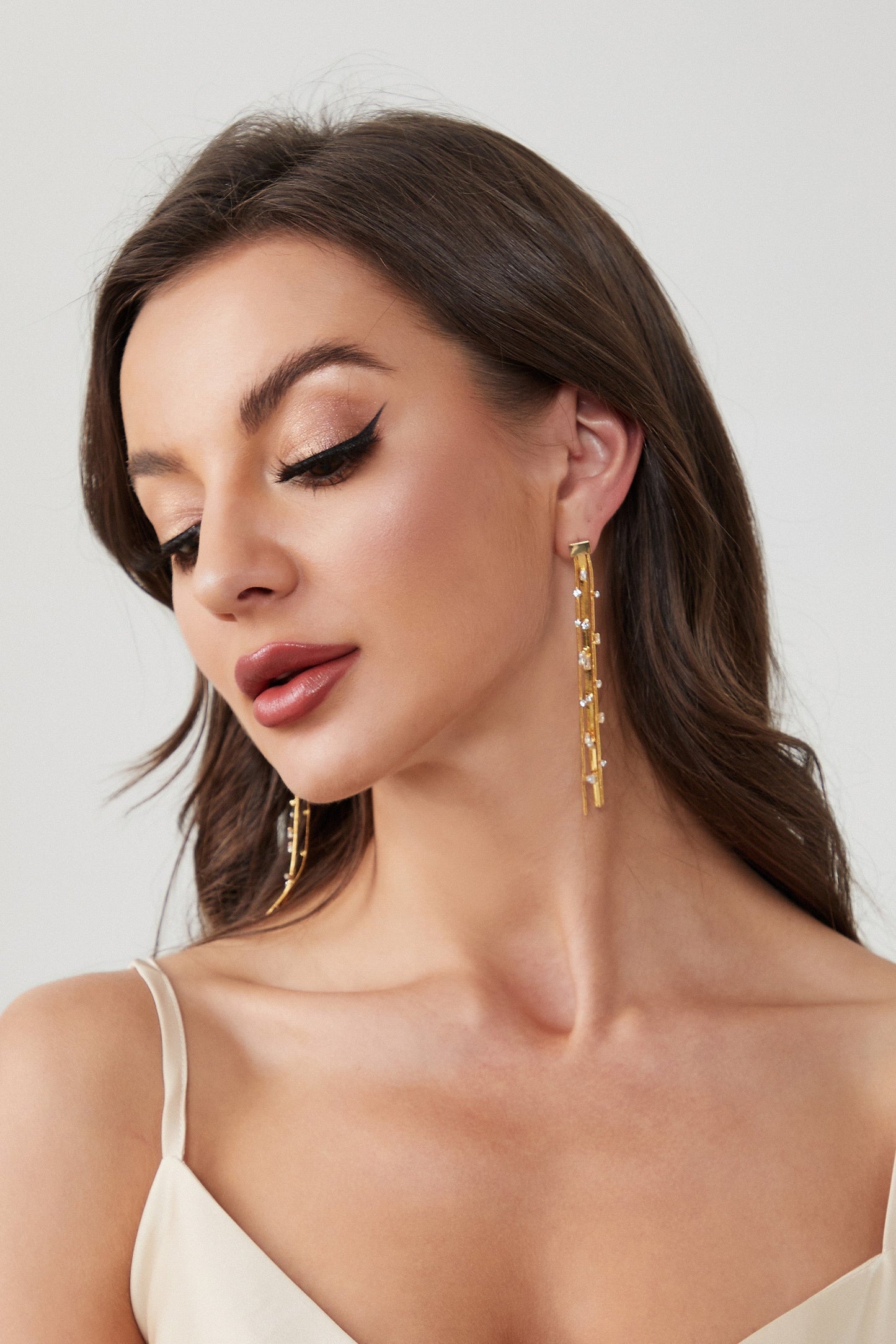 Golden Tassel Zirconia Earrings - Classicharms