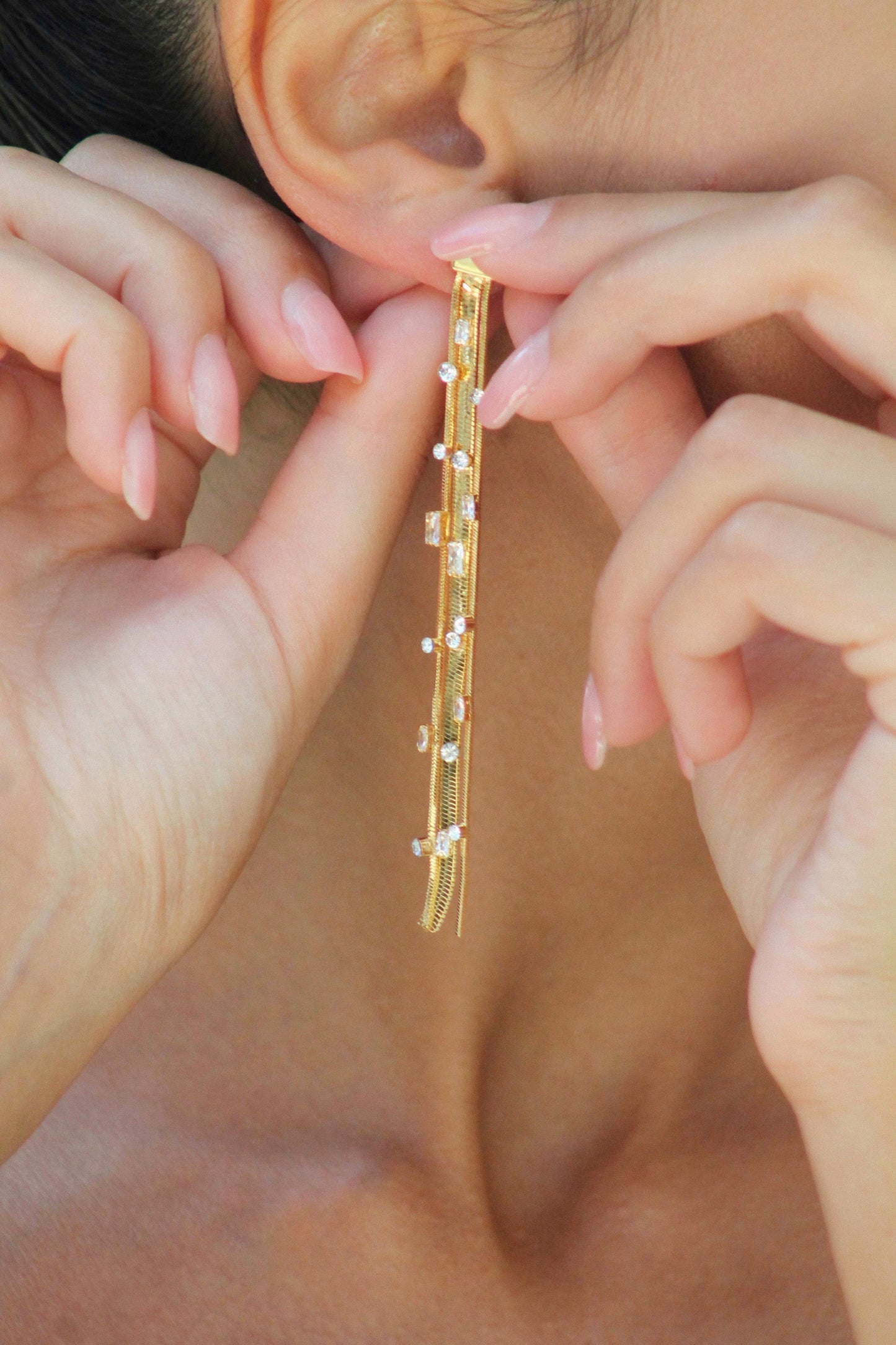 Golden Tassel Zirconia Earrings - Classicharms