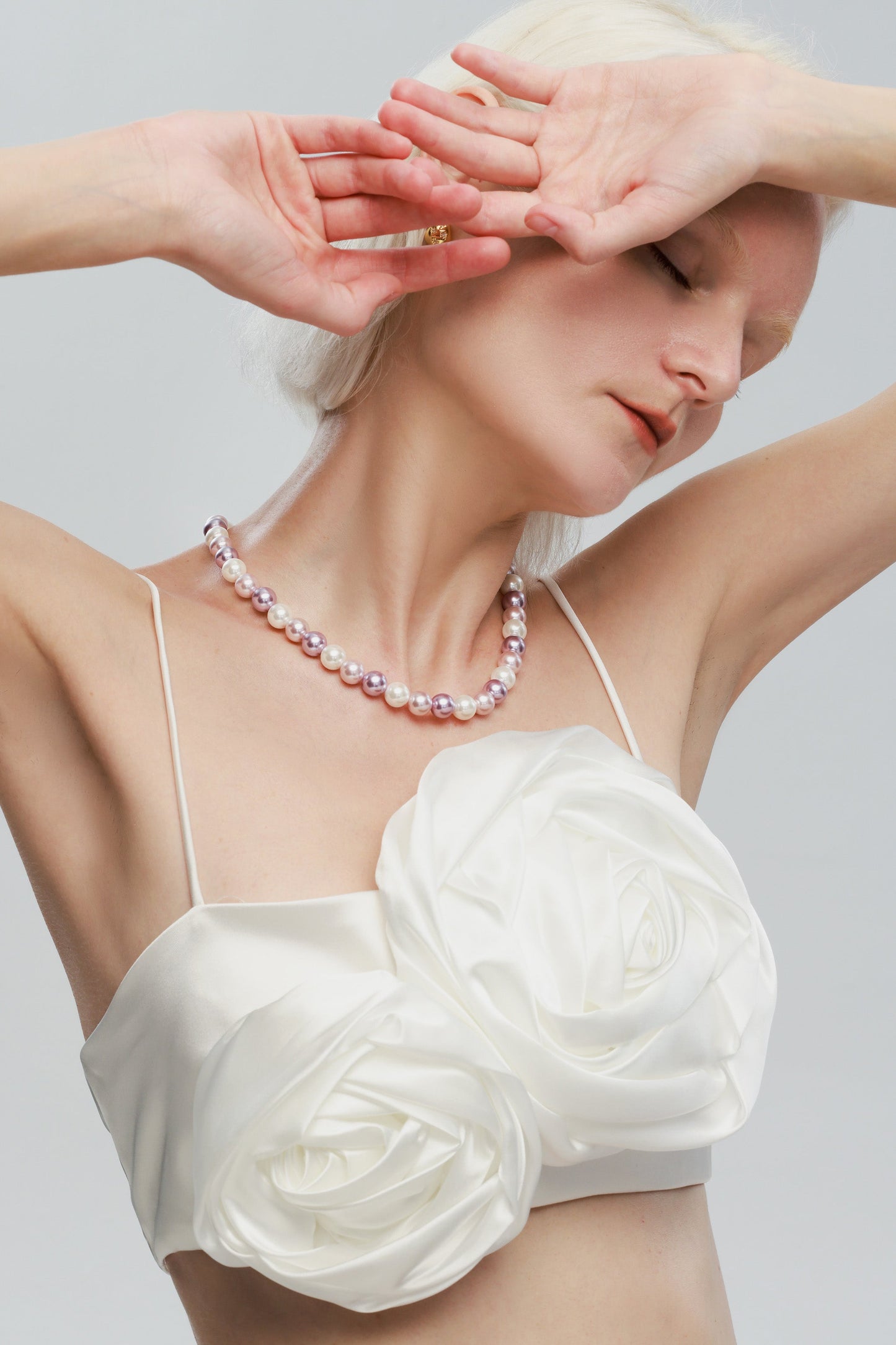 Purple Shell Pearl Necklace with Gem-Encrusted Carabiner Lock (Large) - Classicharms