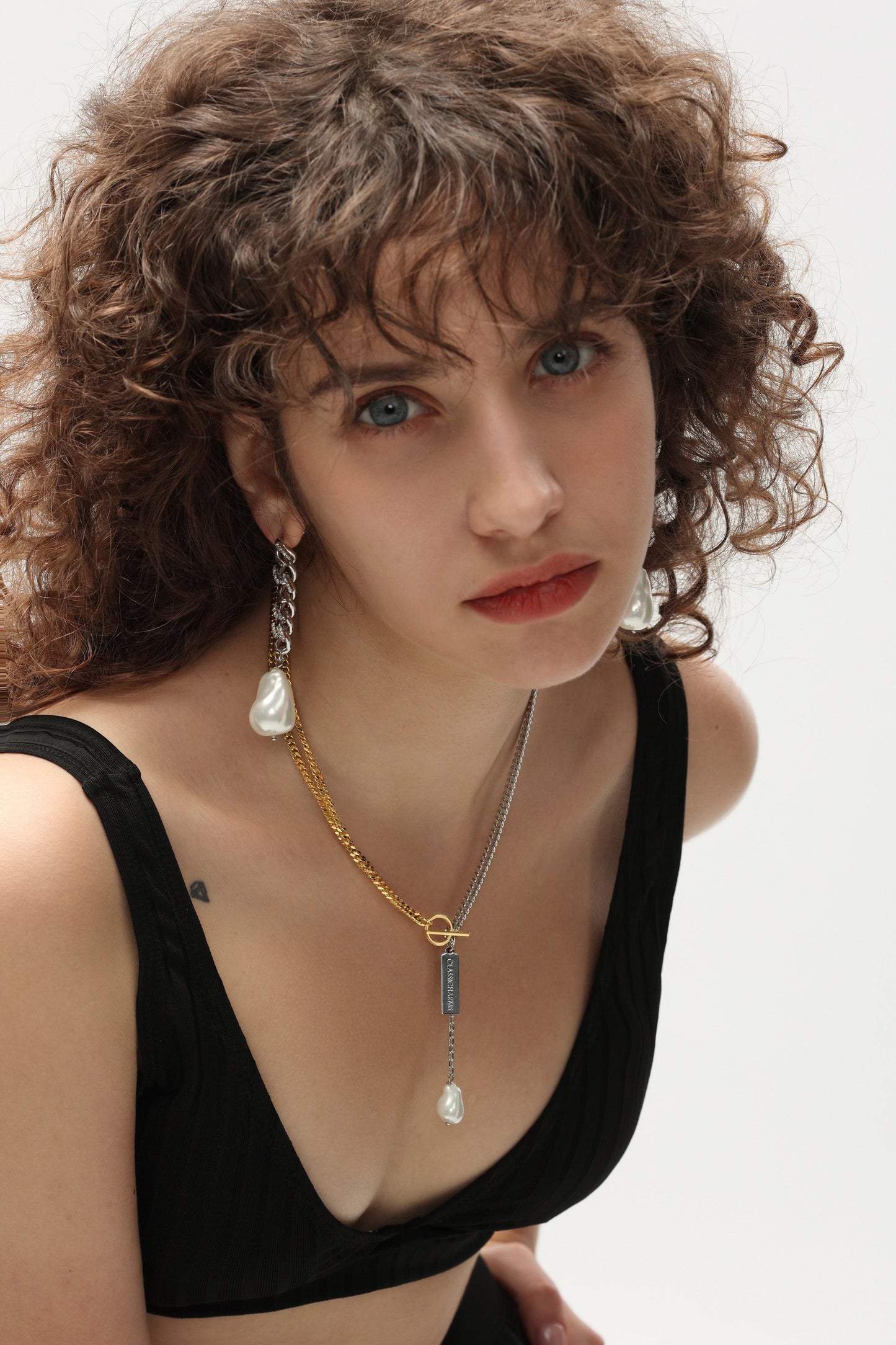 Silver Chain Baroque Pearl Drop Earrings - Classicharms