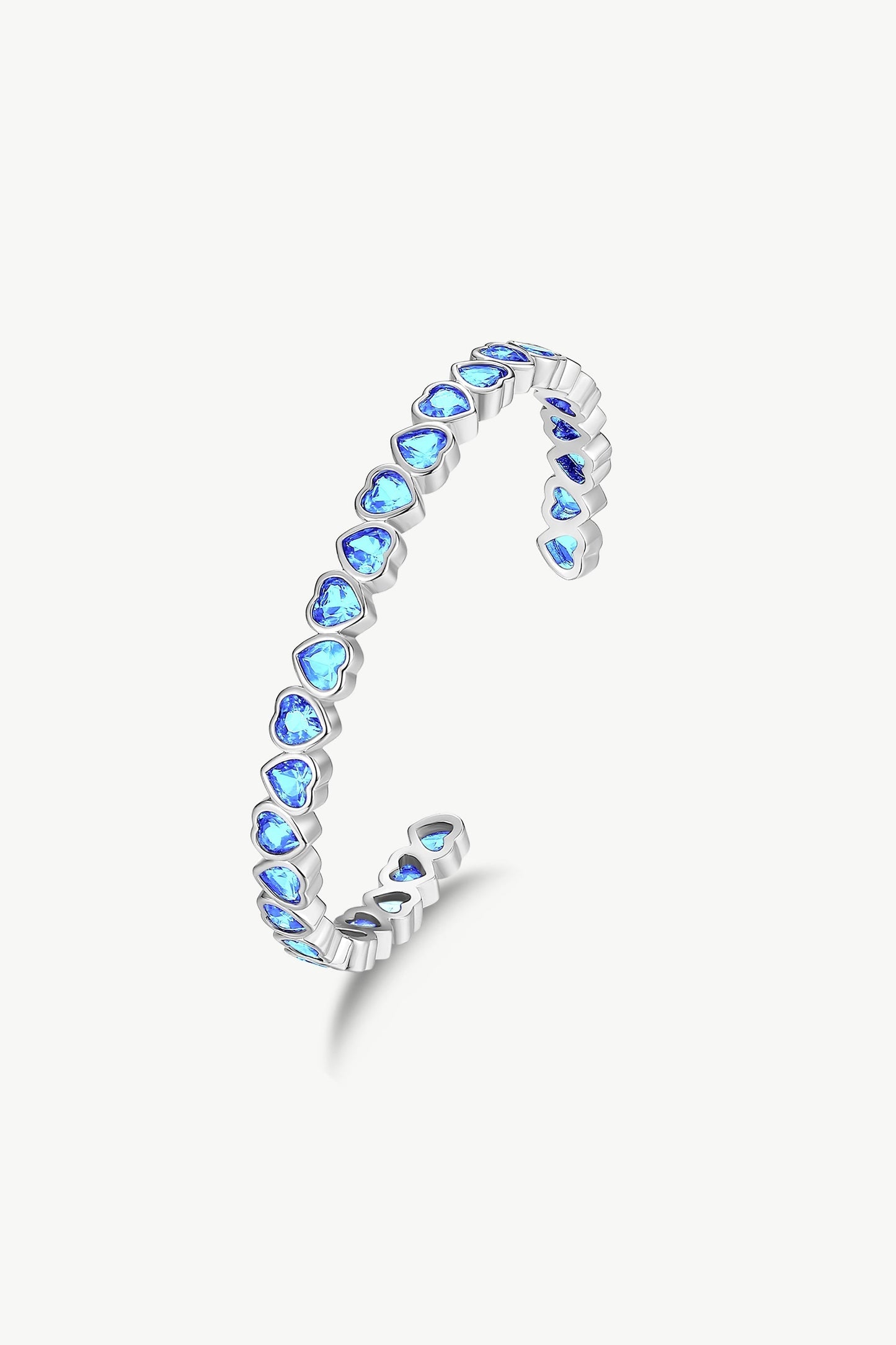 Silver Heart Shaped Zirconia Bangle Bracelet Set - Classicharms