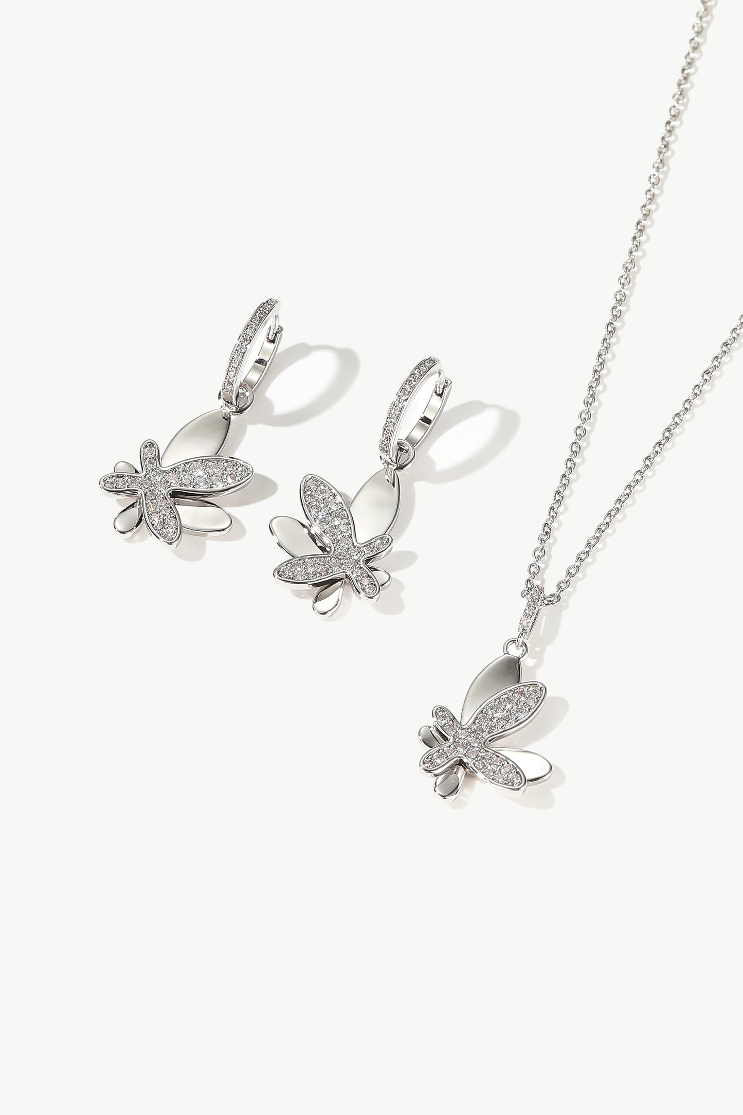 Silver Pav¨¦ Diamond Butterfly Pendant Necklace - Classicharms