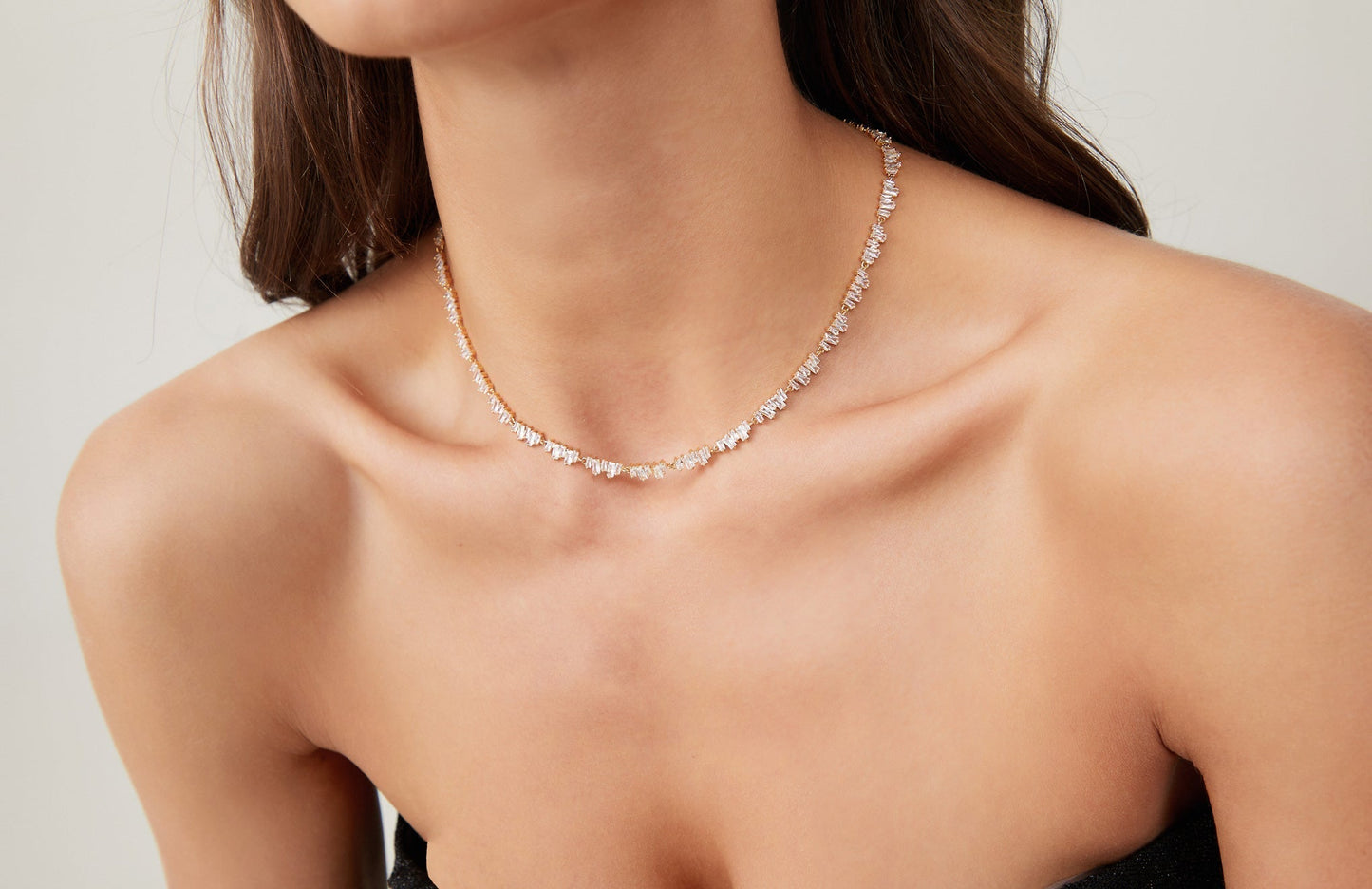 T Shape Zirconia Tennis Choker Necklace - Classicharms