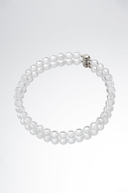 Frostnova Azeztulite Clear Phantom Crystal Sphere Necklace-Silver 12mm