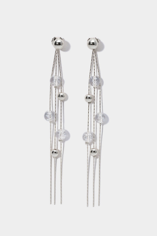 FrostLily Azeztulite Crystal and Silver Bead Drop Earrings