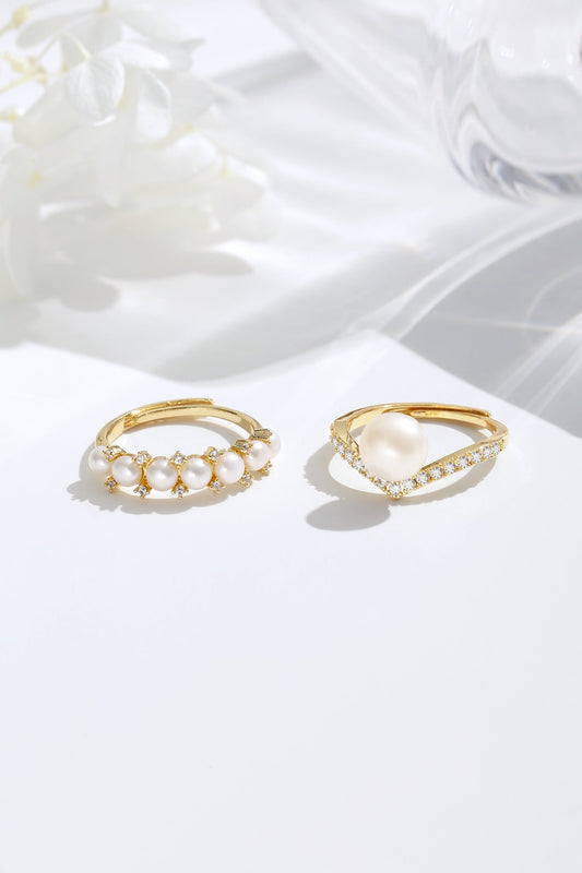 Diamond Accent Pearl Ring Set