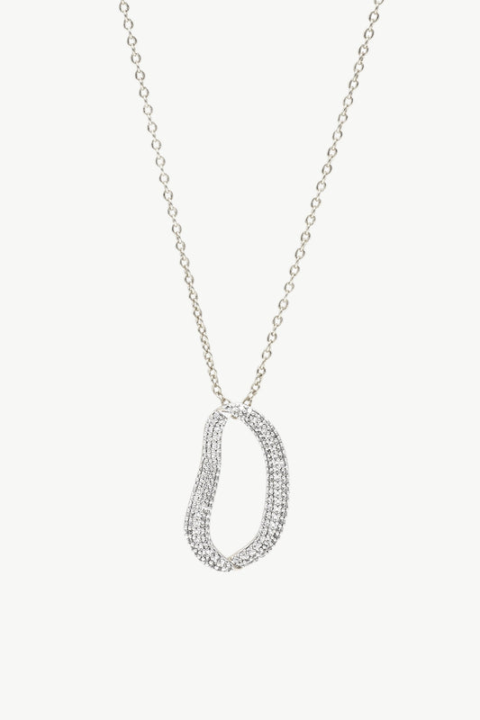 Infinity Silver Pav¨¦ Diamond Irregular Hoop Pendant Necklace