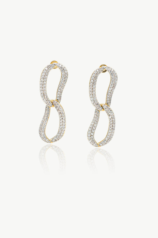 Infinity Gold Pav¨¦ Diamond Ovate Loop Hoop Earrings