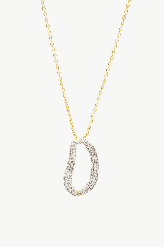 Infinity Gold Pav¨¦ Diamond Irregular Hoop Pendant Necklace