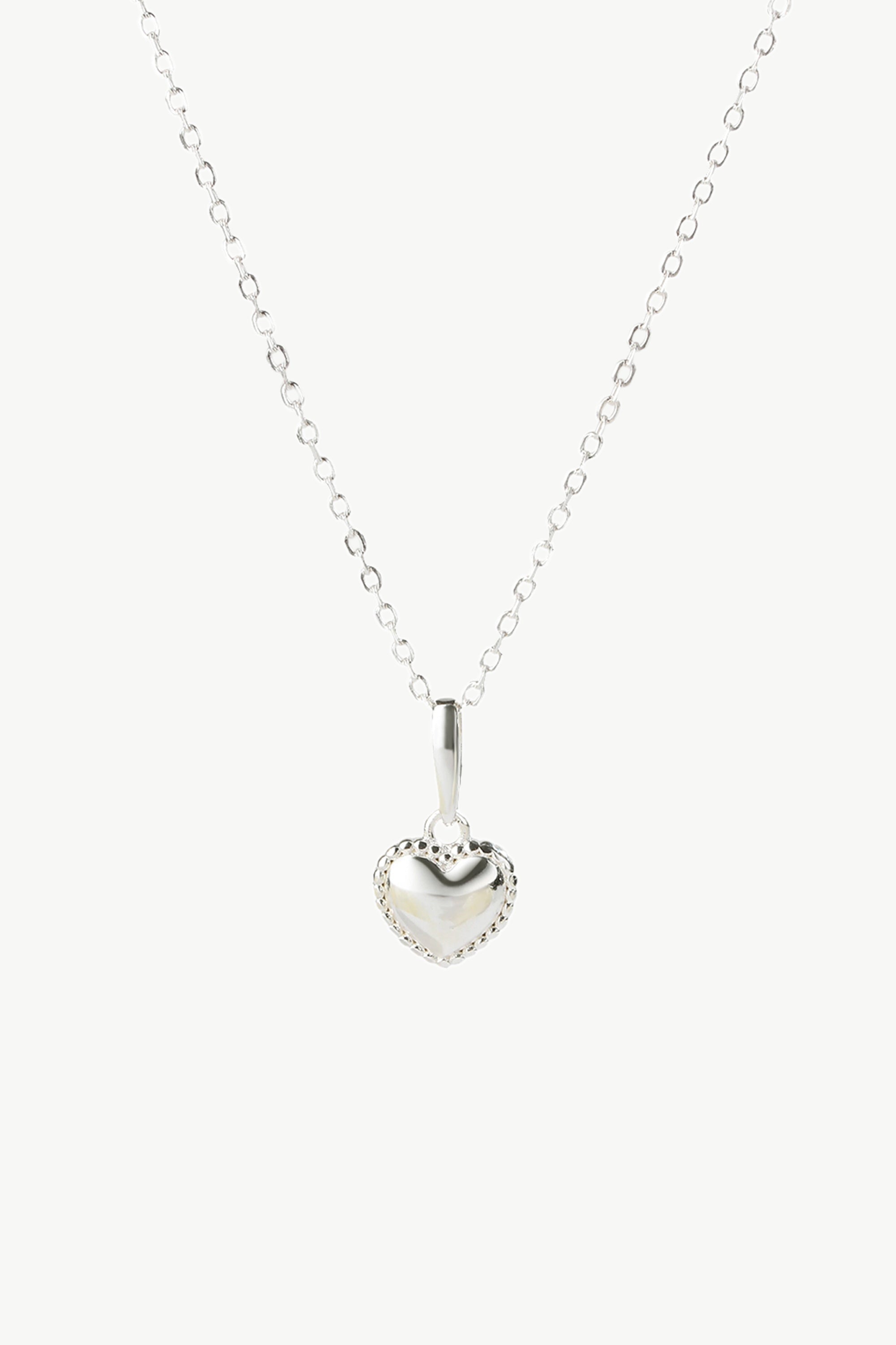 Dainty 925 Sterling Silver Carved Heart Pendant Necklace