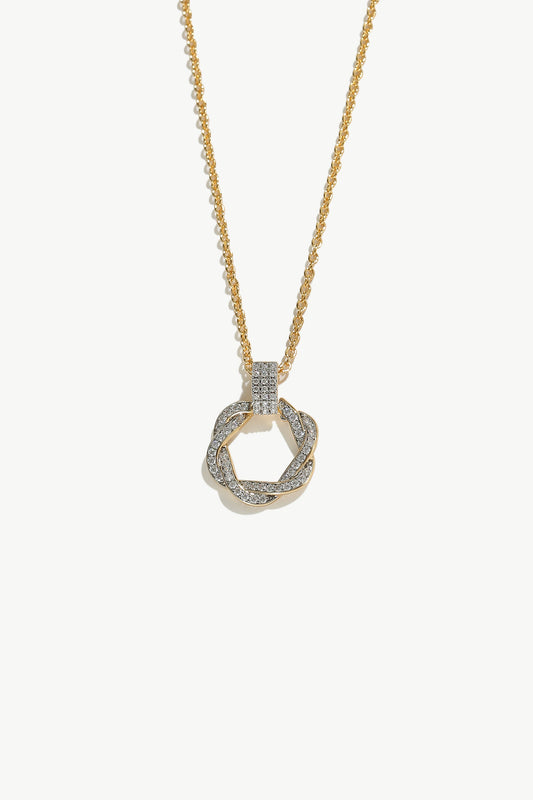 Ysabel Gold Pav¨¦ Diamond Eternity Twist Hoop Pendant Necklace