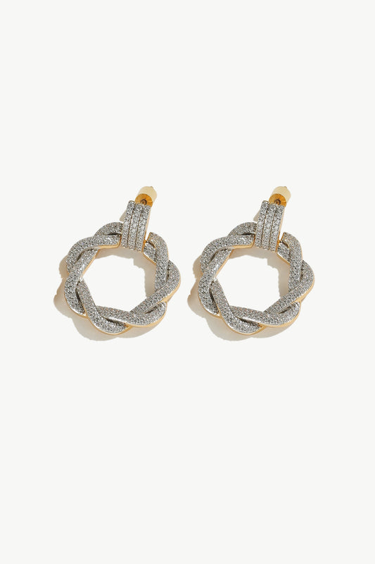 Ysabel Gold Pav¨¦ Diamond Eternity Twist Hoop Earrings