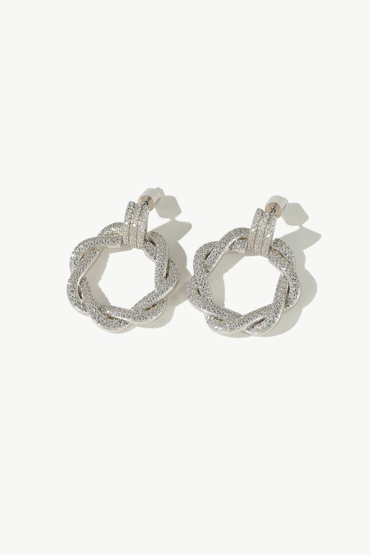 Ysabel Silver Pav¨¦ Diamond Eternity Twist Hoop Earrings