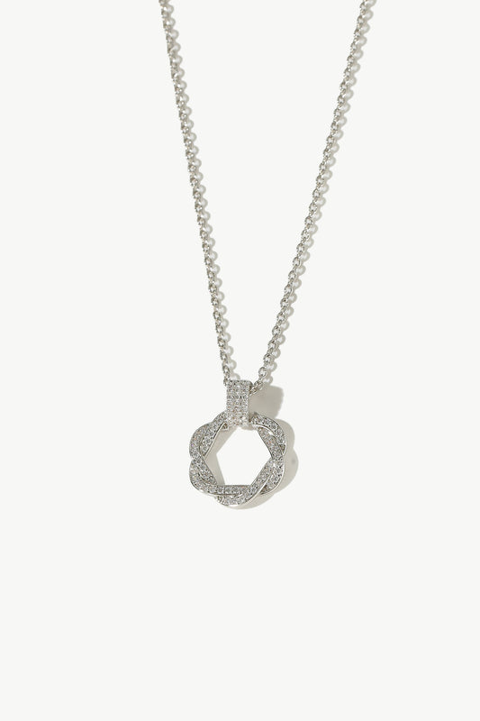 Ysabel Silver Pav¨¦ Diamond Eternity Twist Hoop Pendant Necklace