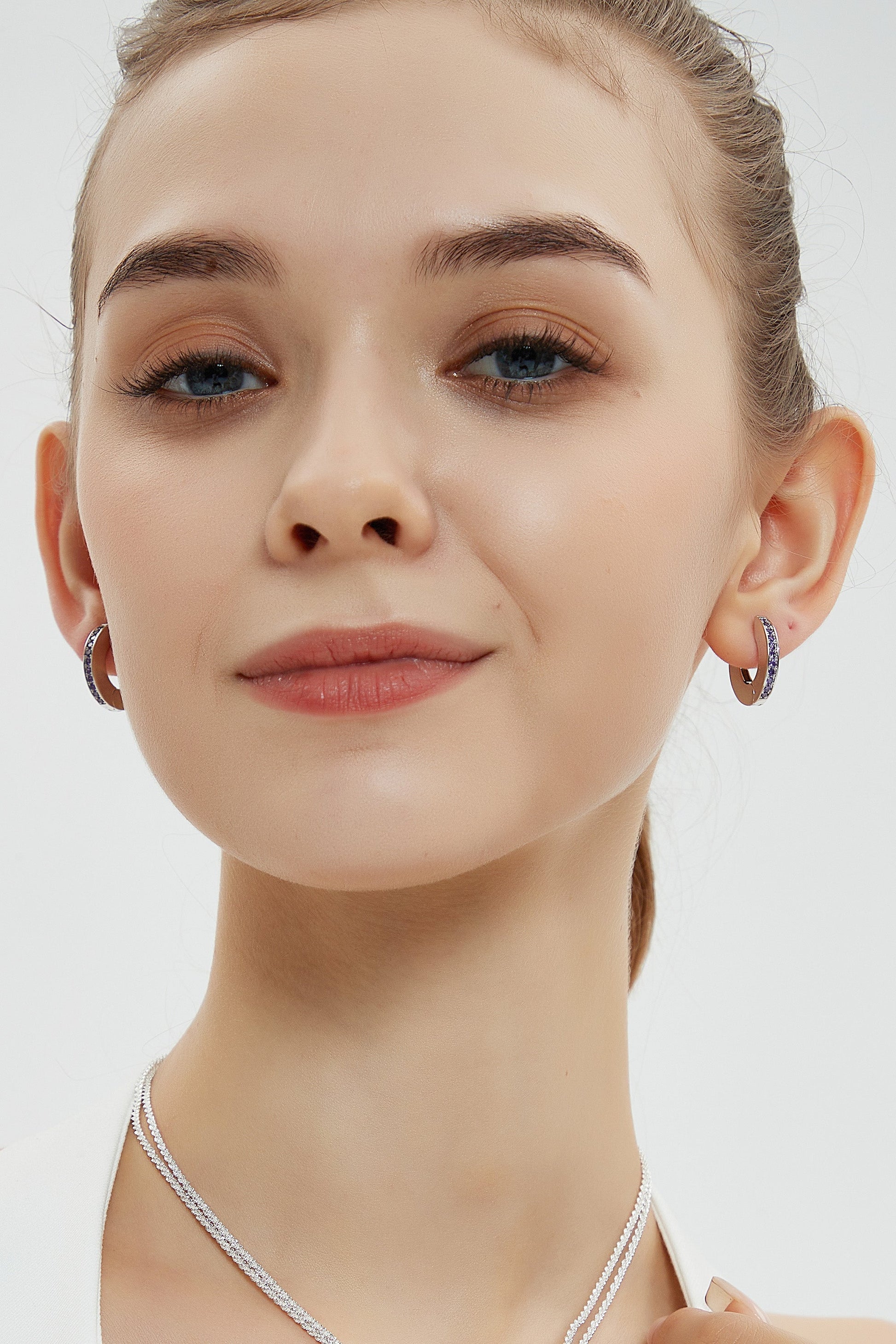 Adara Purple Cubic Zirconia Hoop Earrings - Classicharms