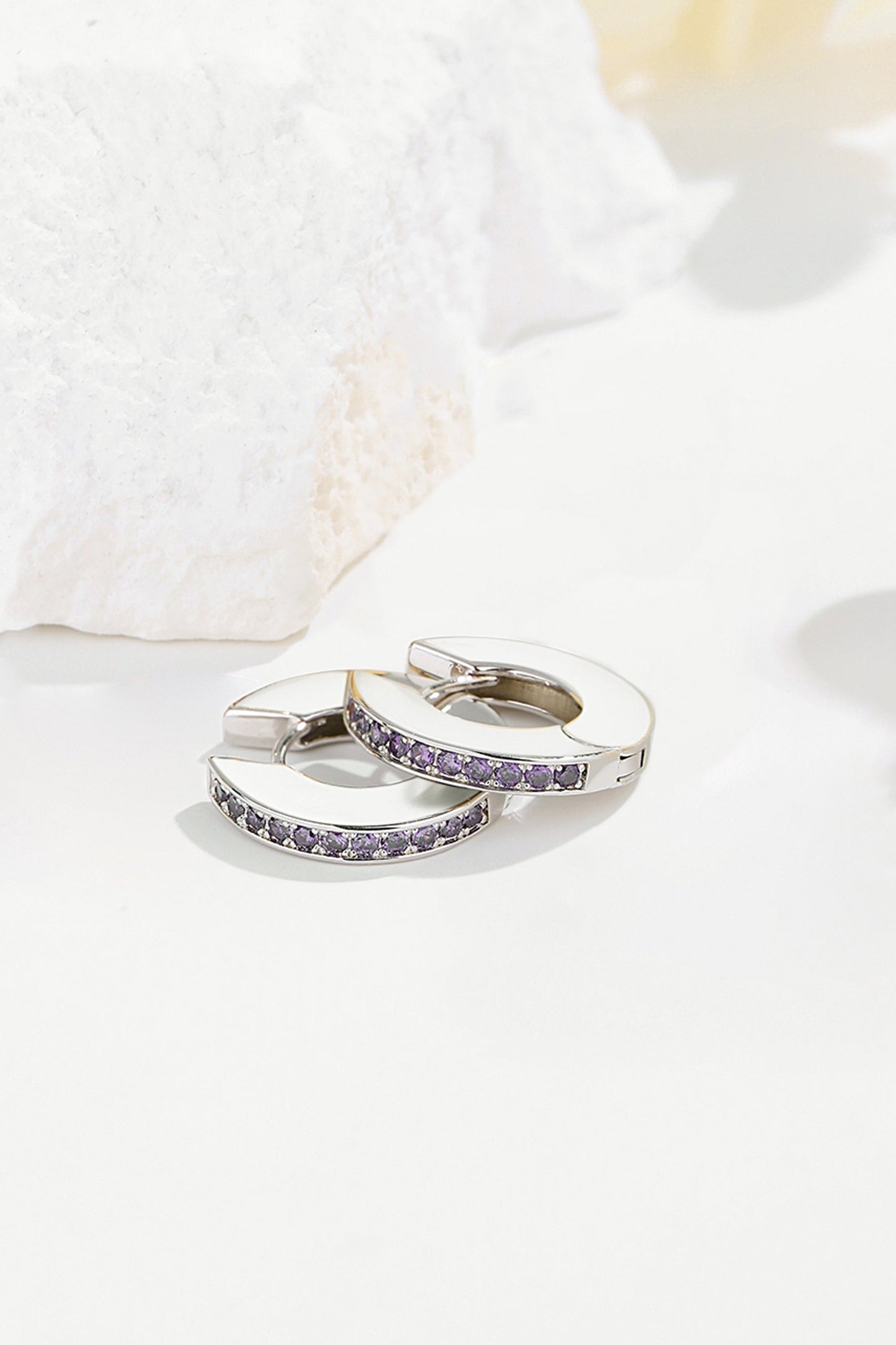 Adara Purple Cubic Zirconia Hoop Earrings - Classicharms
