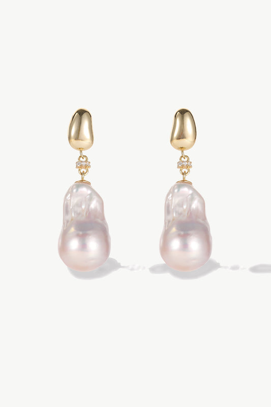 Doris Gold Vermeil Natural Baroque Pearl Drop Earrings - Classicharms