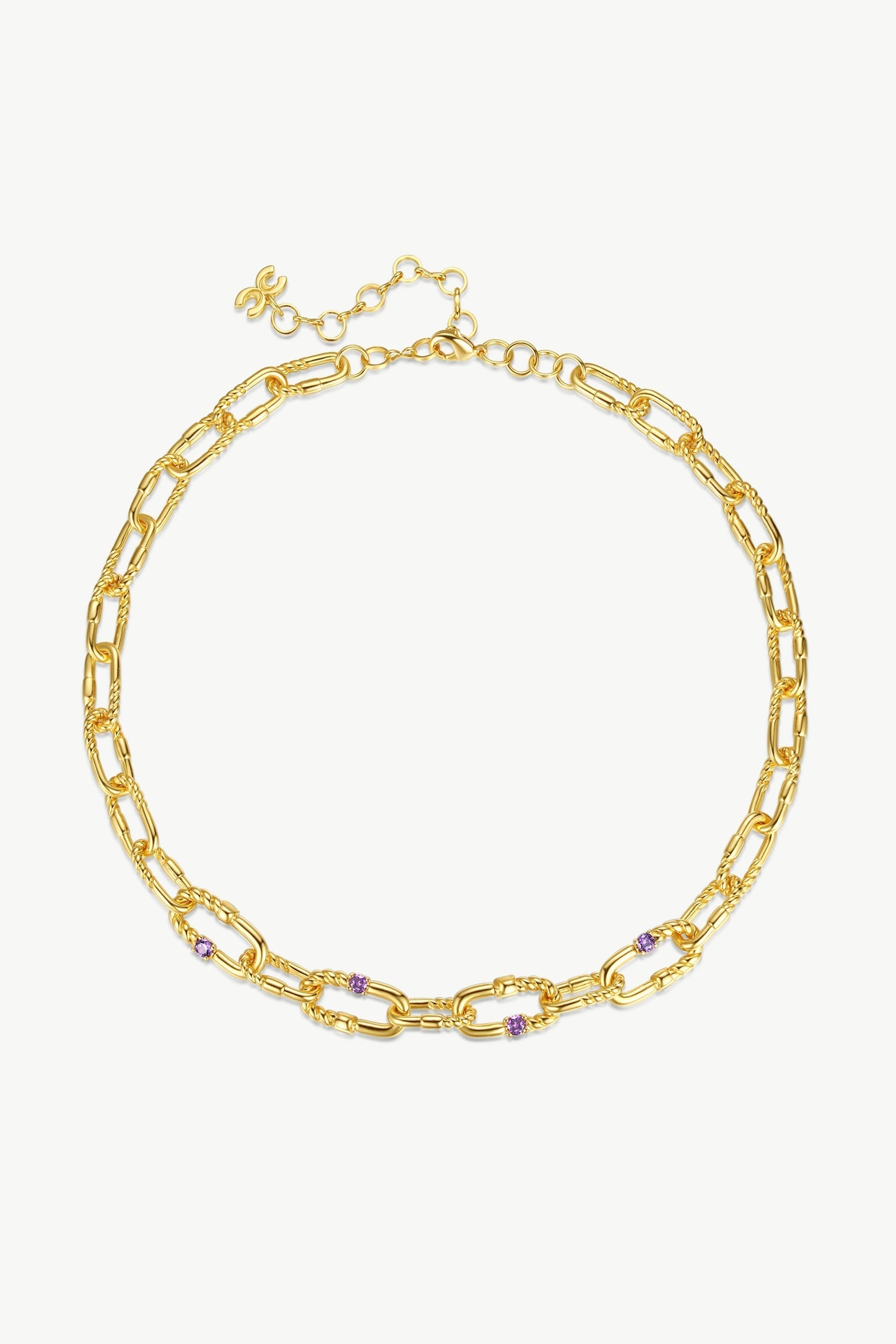 Double Colored Zirconia Gold Chain Necklace - Classicharms