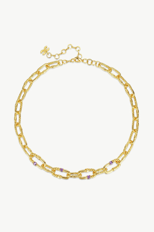 Double Colored Zirconia Gold Chain Necklace - Classicharms