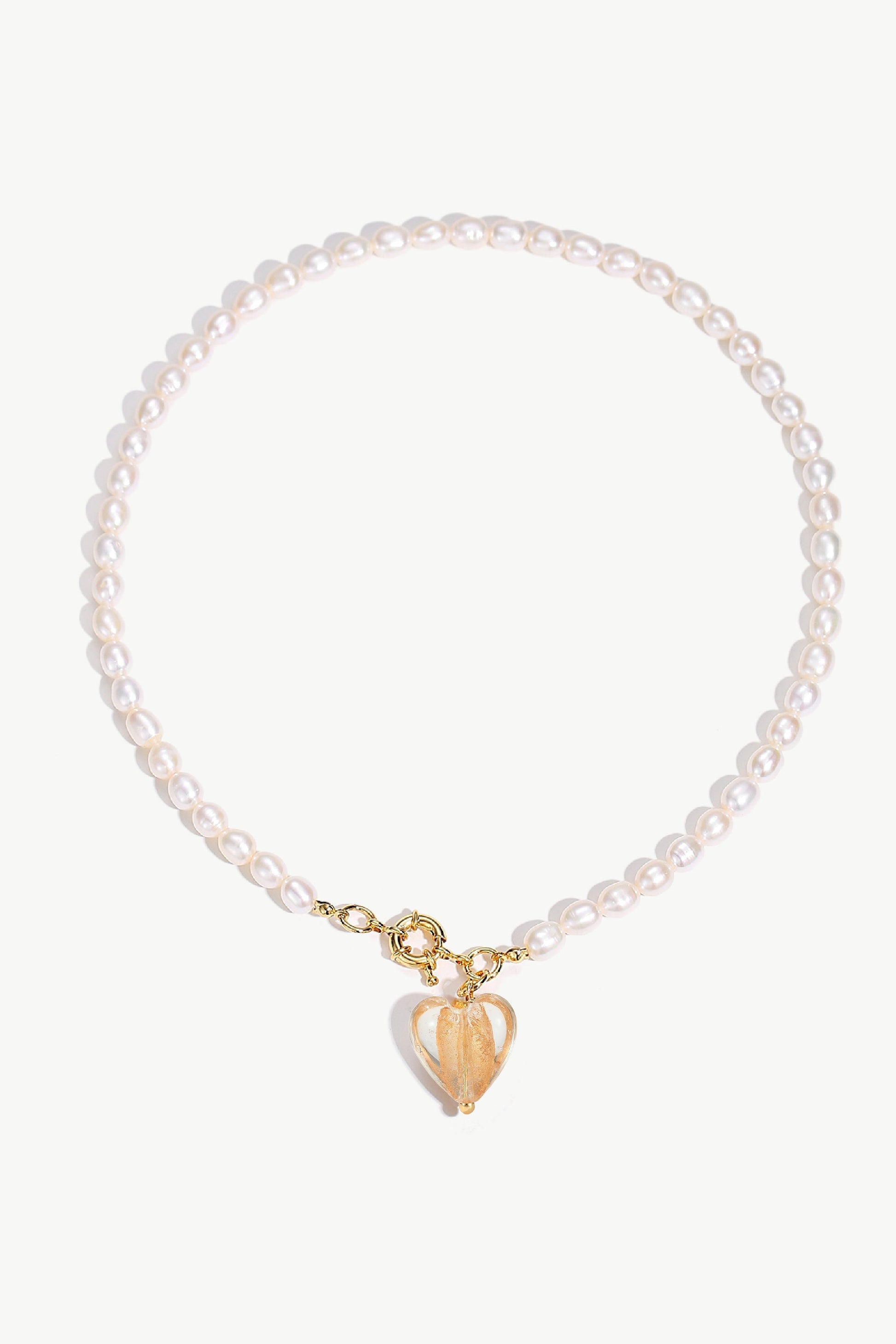 Esm¨¦e Amber Glaze Heart Pendant Pearl Necklace - Classicharms