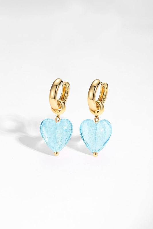 Esm¨¦e Aquamarine Glaze Heart Dangle Earrings - Classicharms