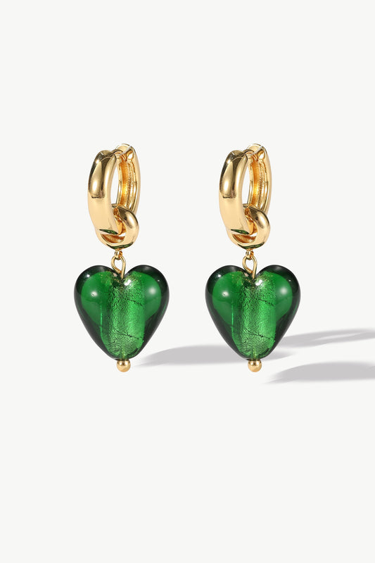Esm¨¦e Green Glaze Heart Dangle Earrings - Classicharms