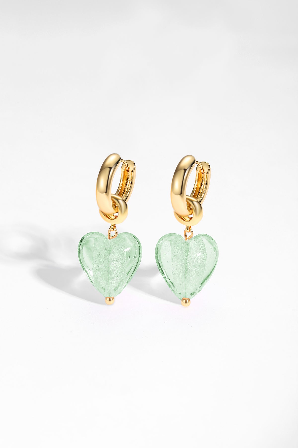 Esm¨¦e Lime Green Glaze Heart Dangle Earrings - Classicharms