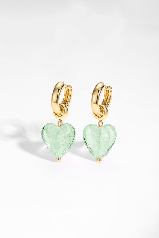 Esm¨¦e Lime Green Glaze Heart Dangle Earrings - Classicharms