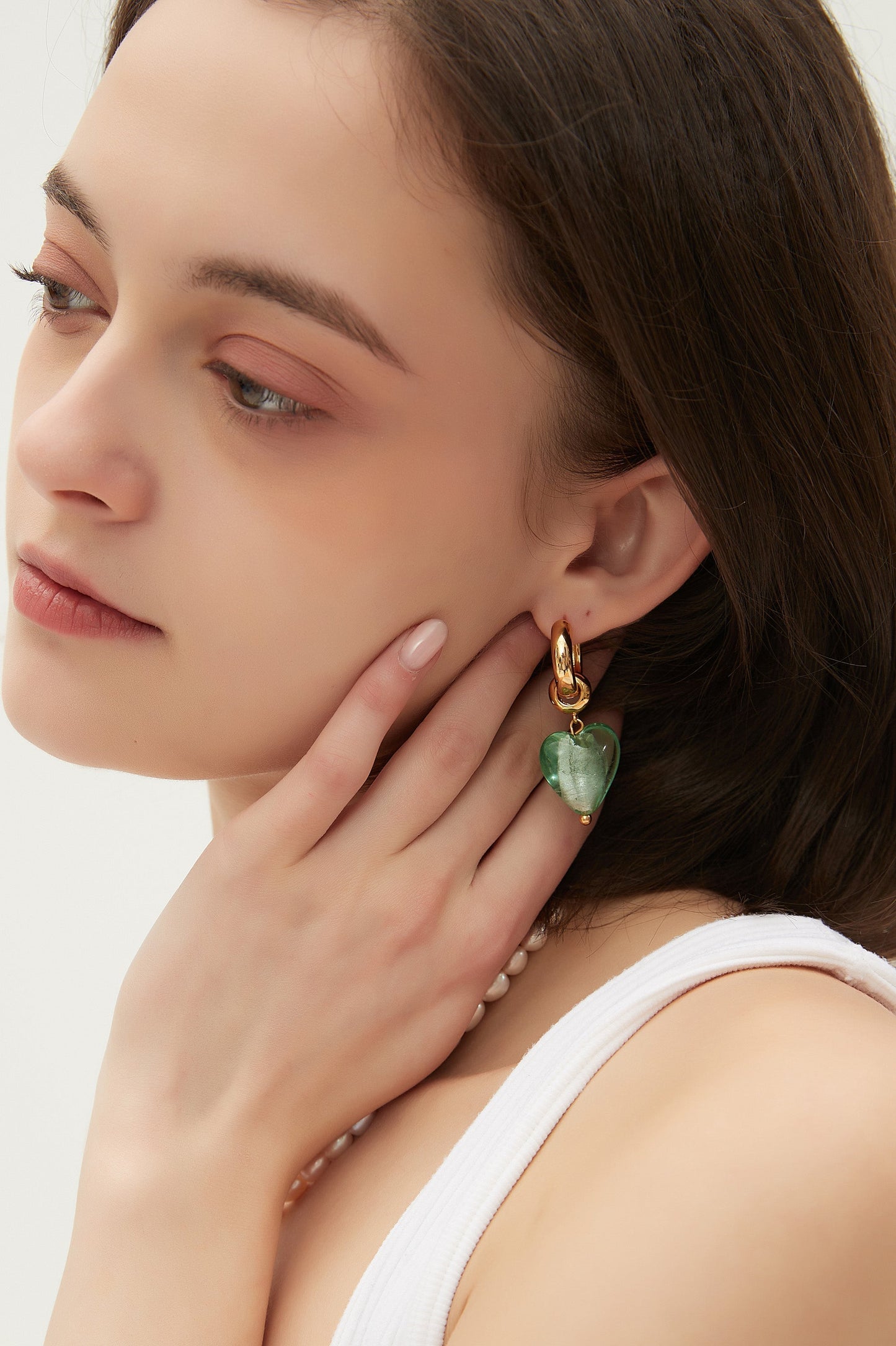 Esm¨¦e Lime Green Glaze Heart Dangle Earrings - Classicharms