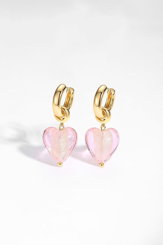 Esm¨¦e Pink Glaze Heart Dangle Earrings - Classicharms