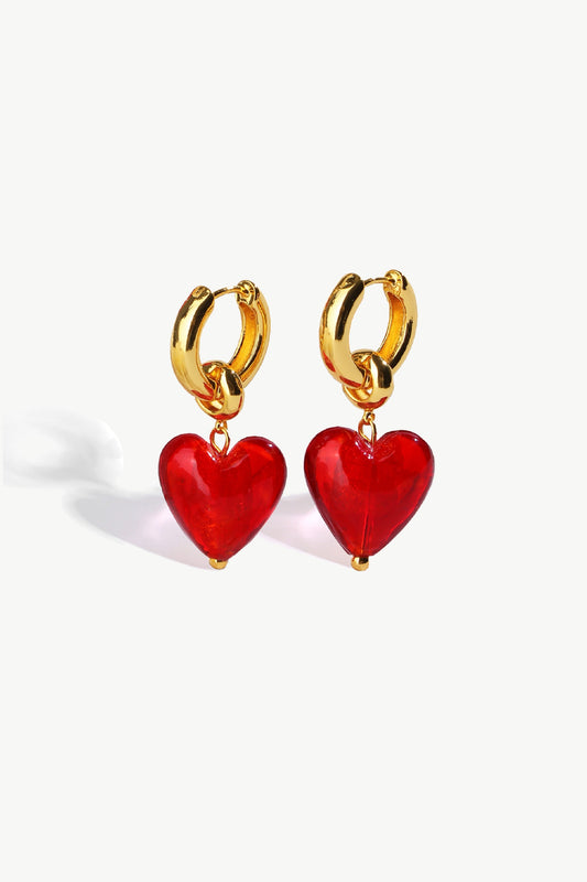 Esm¨¦e Red Glaze Heart Dangle Earrings - Classicharms