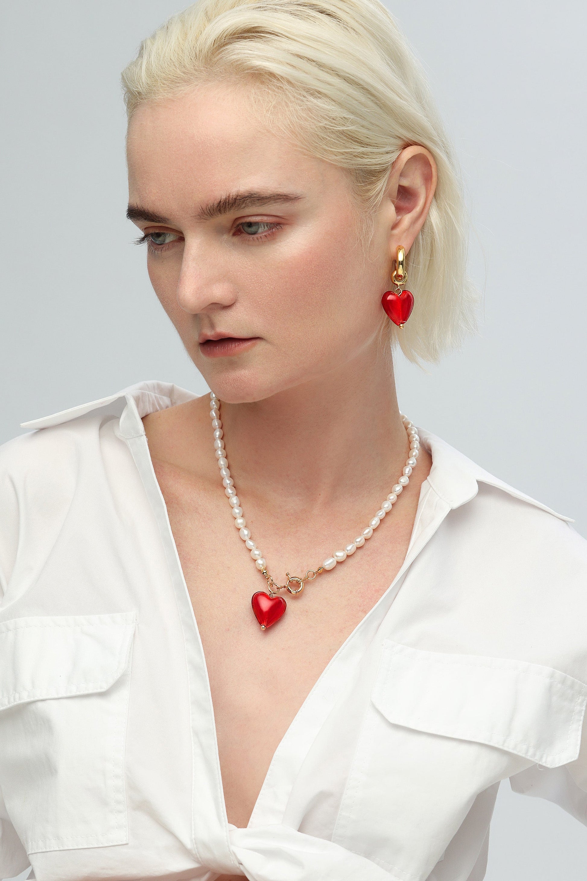 Esm¨¦e Red Glaze Heart Dangle Earrings - Classicharms