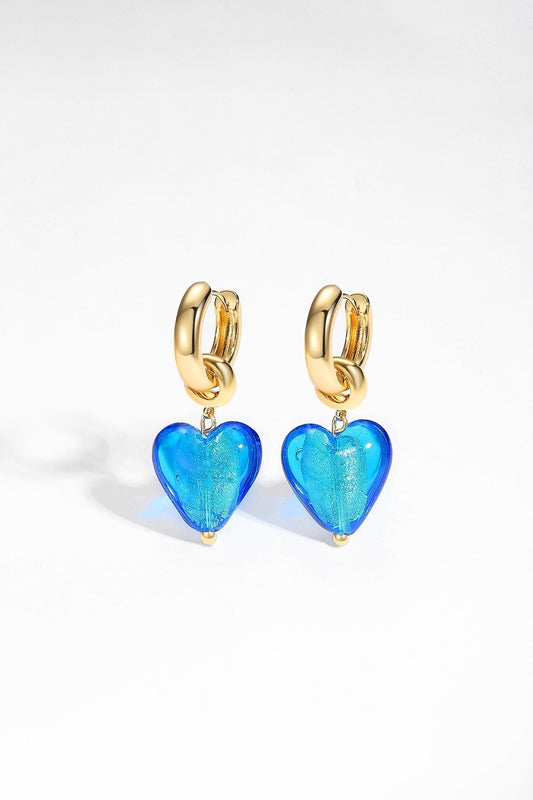 Esm¨¦e Sky Blue Glaze Heart Dangle Earrings - Classicharms
