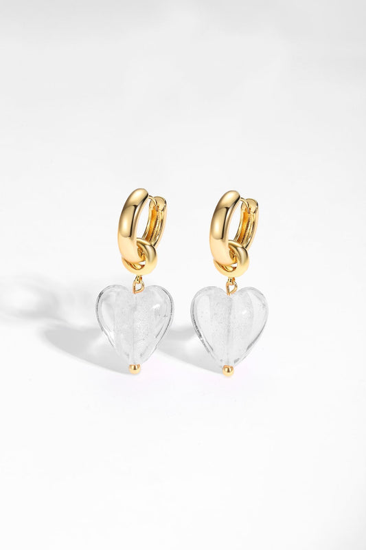 Esm¨¦e White Clear Glaze Heart Dangle Earrings - Classicharms