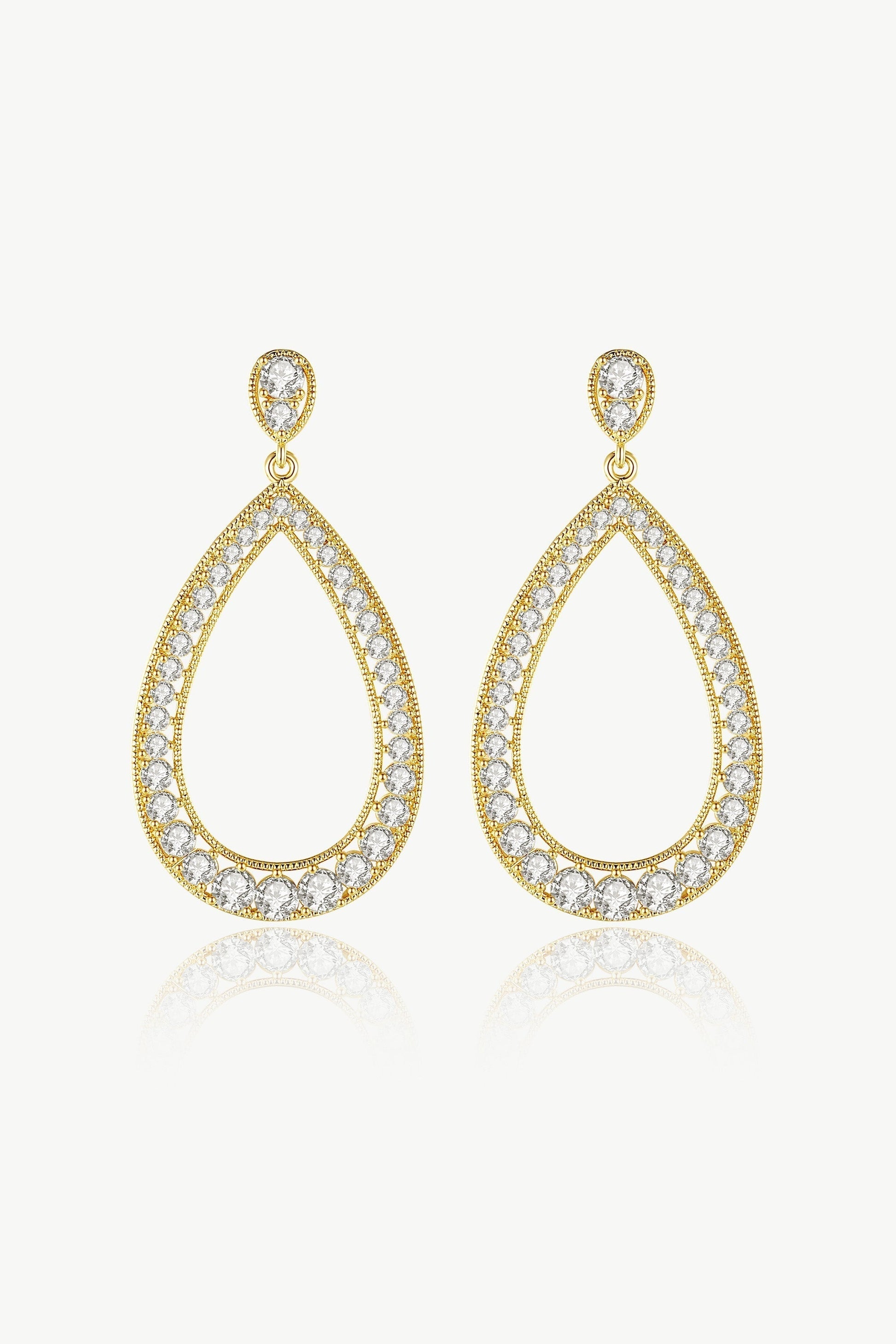 Gold Artisanal Pav¨¦ Hollow Teardrop Earrings - Classicharms