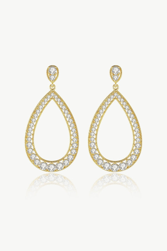 Gold Artisanal Pav¨¦ Hollow Teardrop Earrings - Classicharms