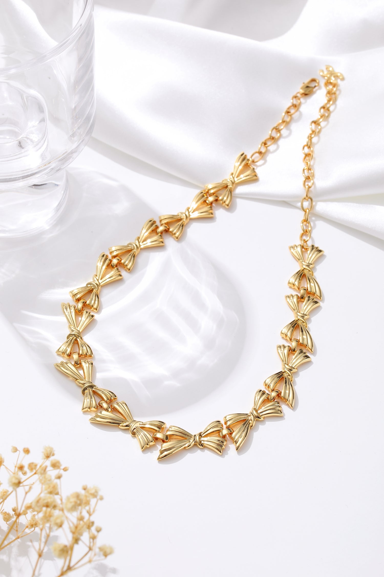 Gold Butterfly Bow Designed Choker Necklace - Classicharms