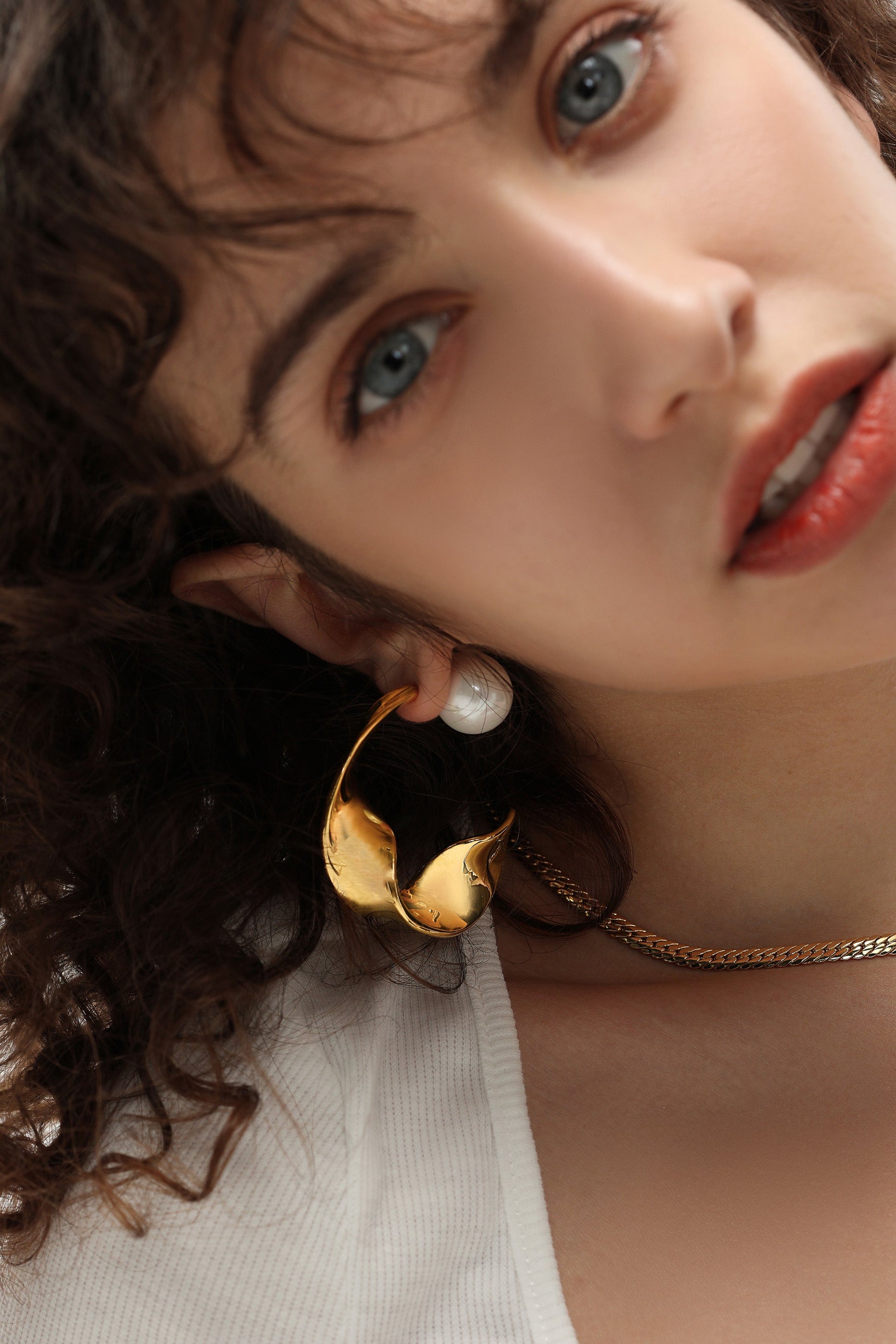 Gold Chunky Wave Hoop Earrings - Classicharms