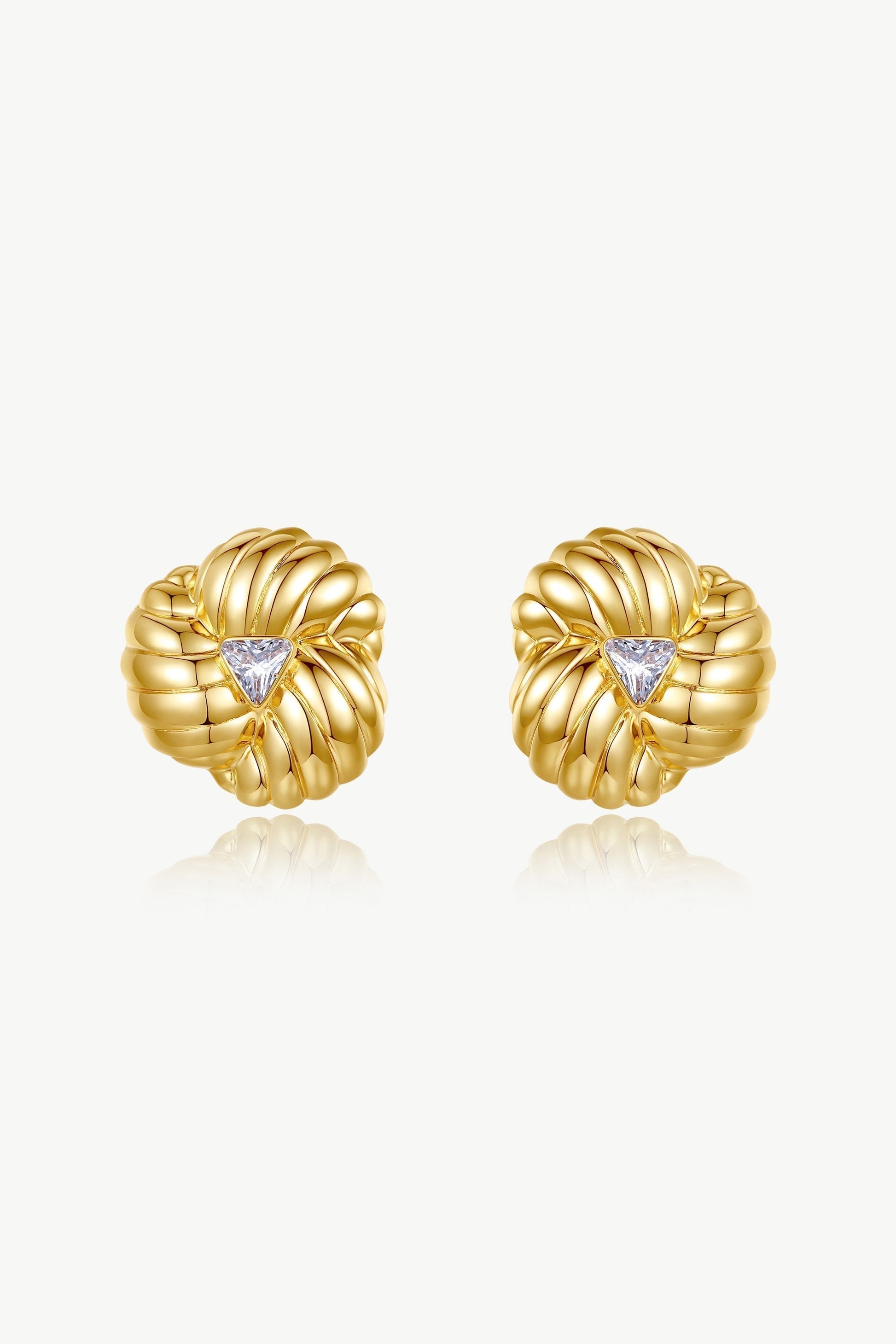 Gold Clover Designed Stud Earrings - Classicharms